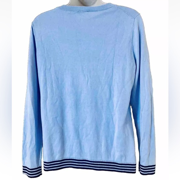 Talbots Womens Intarsia Bon Voyage Sweater Blue Cruise Pullover Size Petite M MP - Picture 2 of 9